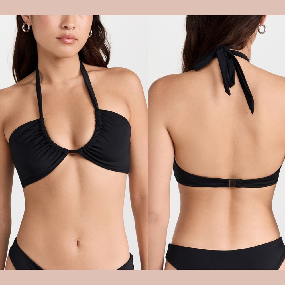 NEW $95 ONIA [ Small ] Ruched Halter‎ Bikini Top In Black #U1516